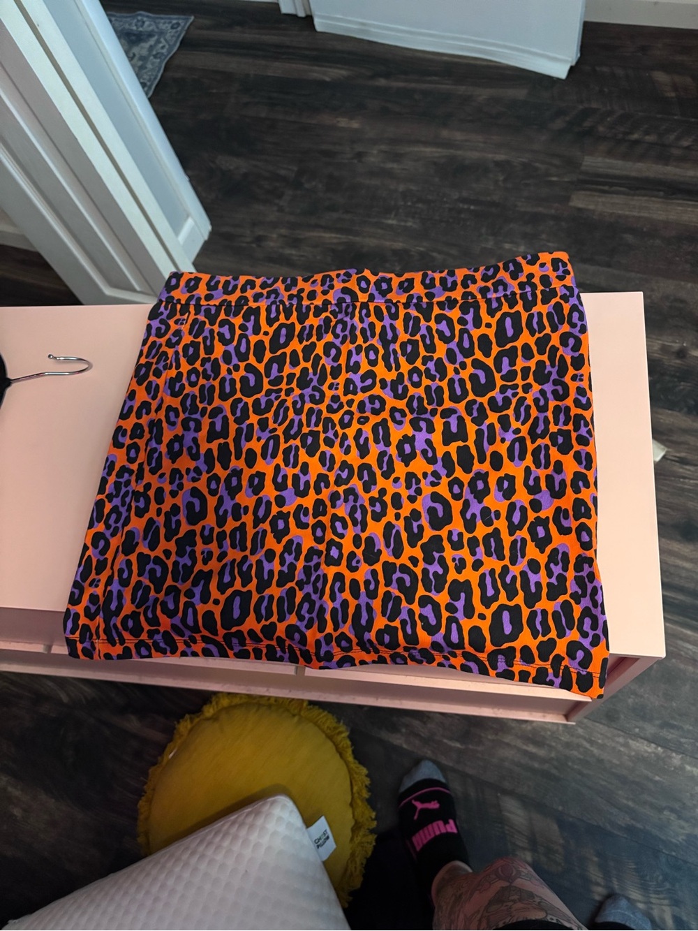 Sourpuss Orange, Purple & Black Leopard Print Mini Skirt